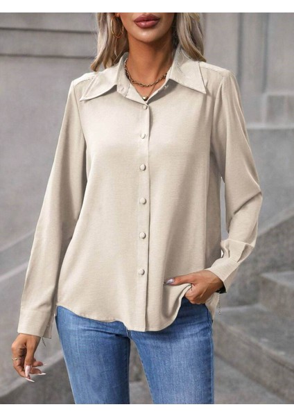 Üçaymoda Kadın Uzun Kollu Yakalı Önden Düğmeli Aerobin Gömlek indirimleri