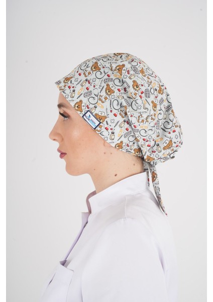 Gri Ayıcık Desenli Tesettür Doktor Hemşire Hastane Aşçı Cerrahi Bone fiyatları