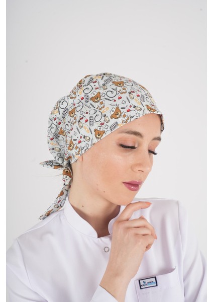 Gri Ayıcık Desenli Tesettür Doktor Hemşire Hastane Aşçı Cerrahi Bone indirimleri