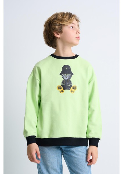 Alexandergardı Baskılı Bisiklet Yaka Çocuk Sweatshirt