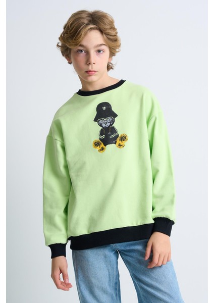 Alexandergardı Baskılı Bisiklet Yaka Çocuk Sweatshirt