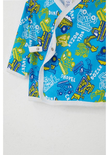 Yenidoğan Bebek İç Dış Çıtçıtlı 2 Li Zıbın İş Makinası Desenli 0-3 Ay, Mavi fırsatları