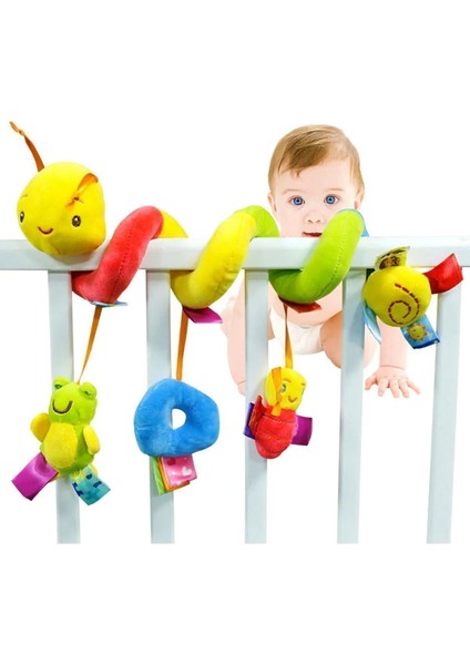 Beşik Puset Peluş Spiral Eğitici Çıngıraklı Oyuncak Bebek Arabası Asılan Yıkanabilen Oyuncağı 20 cm
