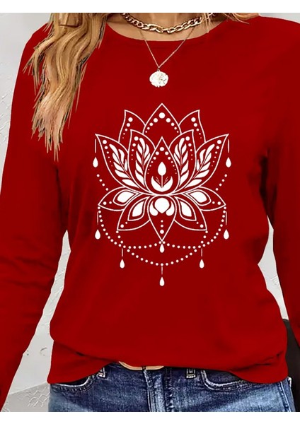 Üçaymoda Kadın Uzun Kollu Bisiklet Yaka Çiçek Desenli Viskon Bluz fiyatları