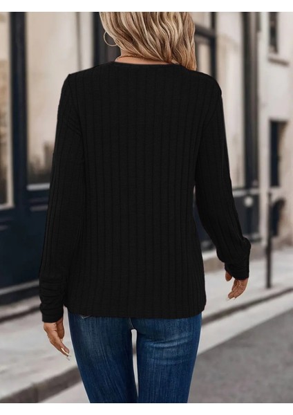 Üçaymoda Kadın Uzun Kollu Bisiklet Yaka Şardonlu Kaşkorse Bluz fiyatları