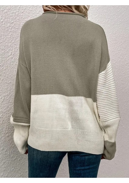 Üçaymoda Kadın Uzun Kollu Blok Desenli Triko Bluz fiyatları