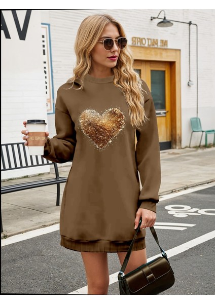 Üçaymoda Kadın Uzun Kollu Bisiklet Yaka Kalp Desenli Viskon Iki Iplik Bluz modelleri