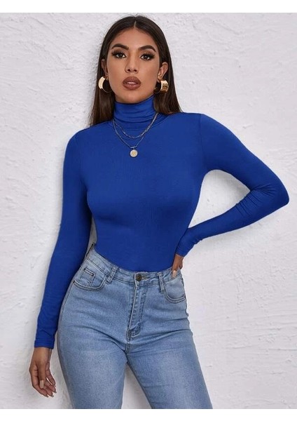 Üçaymoda Kadın Uzun Kollu Balıkçı Yaka Viskon Bluz