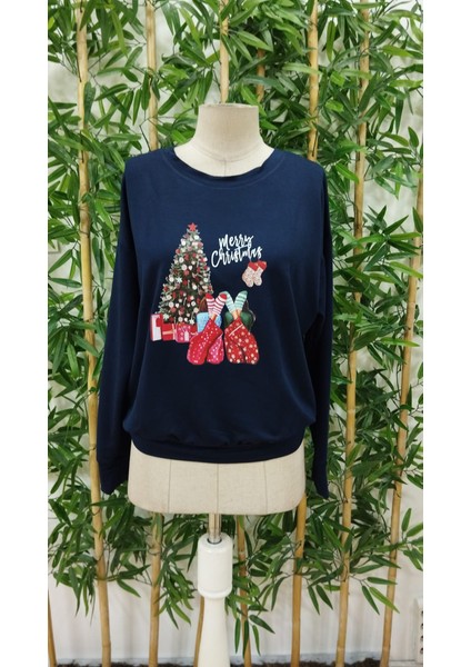 Üçaymoda Kadın Yılbaşı Özel Uzun Kollu Bisiklet Yaka Viskon Iki Iplik Bluz fırsatları