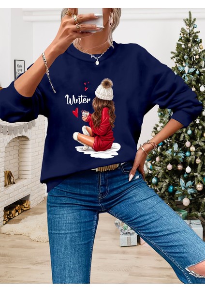 Üçaymoda Kadın Yılbaşı Özel Uzun Kollu Bisiklet Yaka Desenli Viskon Iki Iplik Bluz modelleri