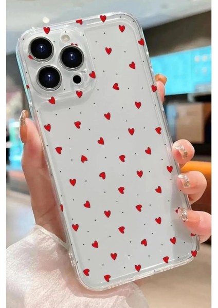Apple iPhone 12 Pro Max Uyumlu Desenli Şeffaf Silikon Kılıf Heart4
