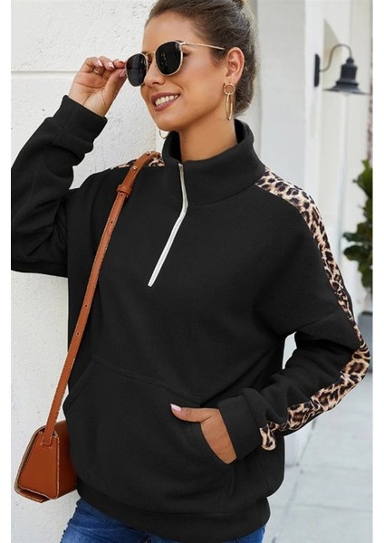 Üçaymoda Kadın Uzun Kollu Balıkçı Yaka Önden Fermuarlı Polar Bluz indirimleri