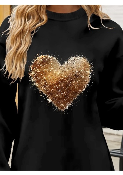 Üçaymoda Kadın Uzun Kollu Bisiklet Yaka Kalp Desenli Viskon Iki Iplik Bluz fiyatları