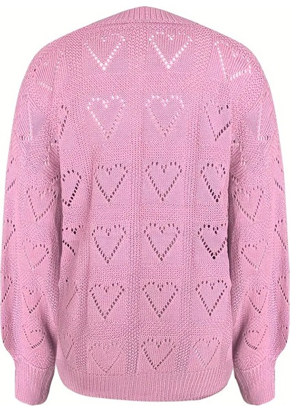 Üçaymoda Kadın Uzun Kollu V Yakalı Kalpli Salaş Triko Bluz indirimleri