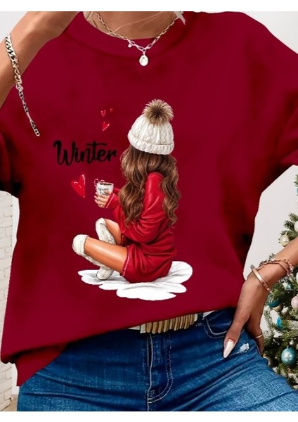 Üçaymoda Kadın Yılbaşı Özel Uzun Kollu Bisiklet Yaka Desenli Viskon Iki Iplik Bluz fiyatları