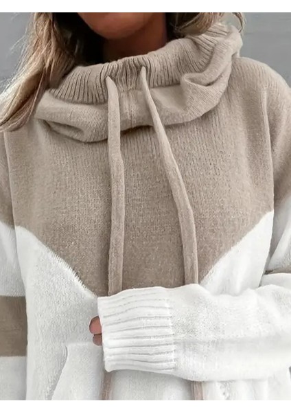 Üçaymoda Kadın Uzun Kollu Blok Desenli Bağcıklı Triko Bluz fiyatları