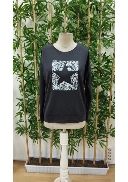 Üçaymoda Kadın Uzun Kollu Bisiklet Yaka Desenli Viskon Iki Iplik Bluz fırsatları