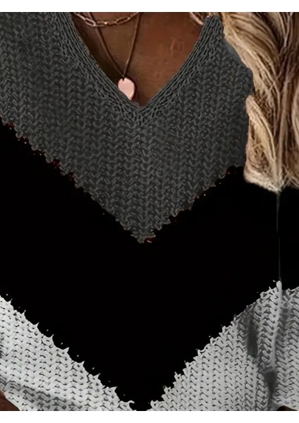 Üçaymoda Kadın Uzun Kollu V Yakalı Triko Bluz fiyatları