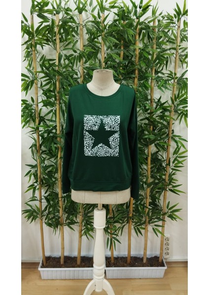 Üçaymoda Kadın Uzun Kollu Bisiklet Yaka Desenli Viskon Iki Iplik Bluz fırsatları