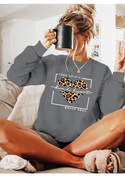 Üçaymoda Kadın Uzun Kollu Bisiklet Yaka Desenli Viskon Iki Iplik Bluz