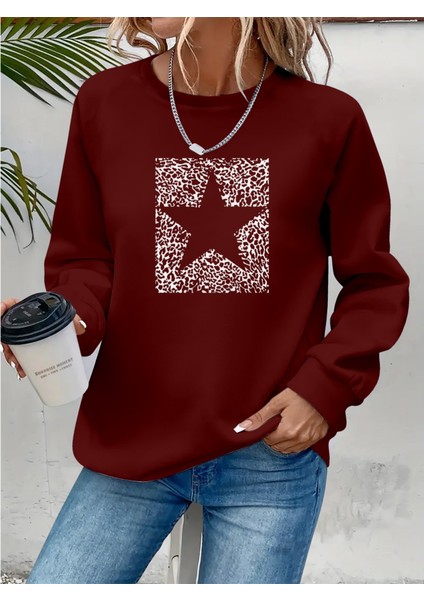 Üçaymoda Kadın Uzun Kollu Bisiklet Yaka Desenli Viskon Iki Iplik Bluz indirimleri