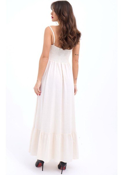 Üçaymoda 7114 Elbise-Bej modelleri