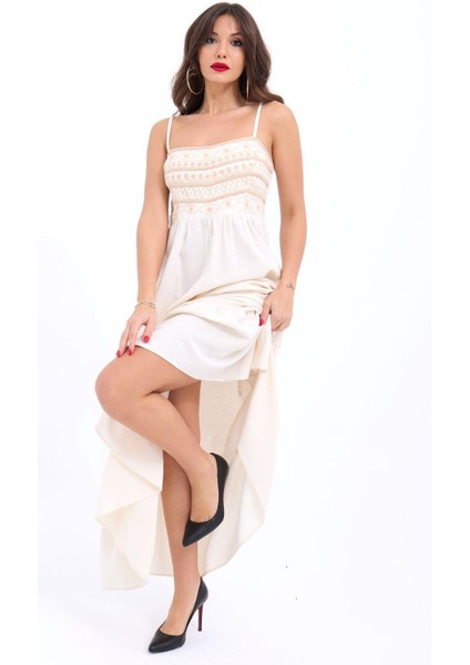 Üçaymoda 7114 Elbise-Bej fırsatları