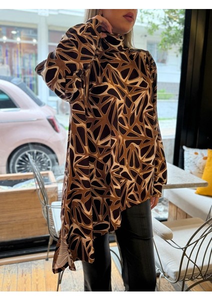 Üçaymoda Kadın Uzun Kollu Balıkçı Yaka Asimetrik Kesim Salaş Bluz fiyatları