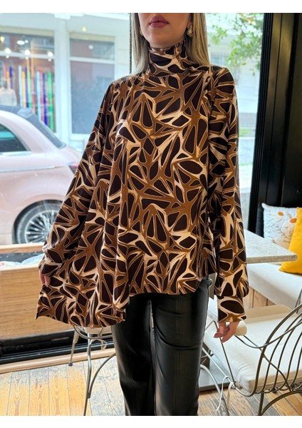 Üçaymoda Kadın Uzun Kollu Balıkçı Yaka Asimetrik Kesim Salaş Bluz fırsatları