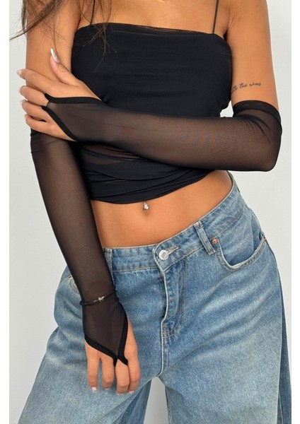 Üçaymoda Kolluk Detay Askılı Tül Bluz fırsatları