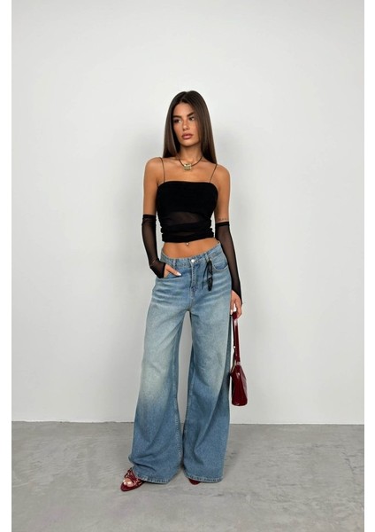 Üçaymoda Kolluk Detay Askılı Tül Bluz indirimleri