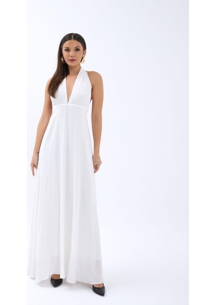 Üçaymoda 6996 Elbise-Ekru