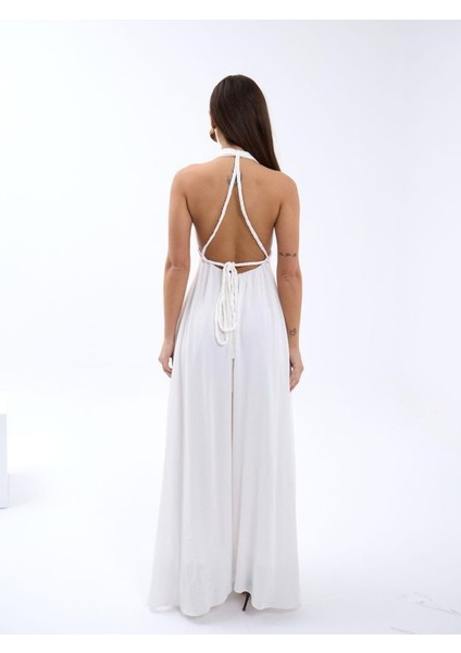 Üçaymoda 6996 Elbise-Ekru