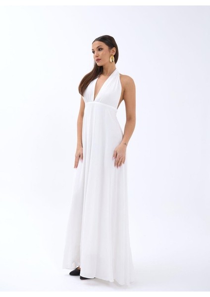 Üçaymoda 6996 Elbise-Ekru