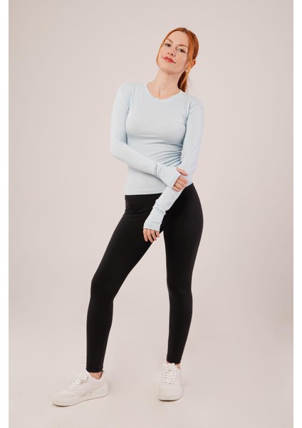 Üçaymoda Uzun Kollu Basic Bebe Mavisi Bluz