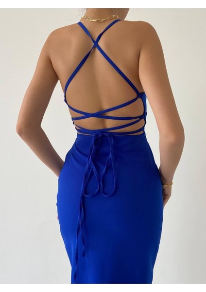 Üçaymoda Kaitlyn Sırt Dekolteli V Yaka Yırtmaçlı Elbise indirimleri