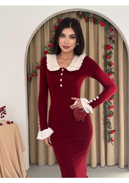 Üçaymoda Sura Bebe Yaka Elbise