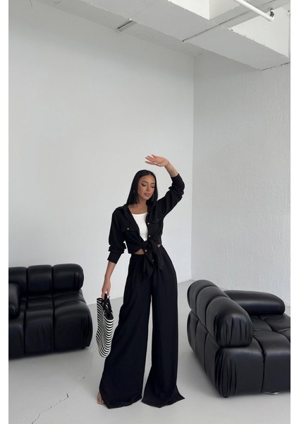 Üçaymoda Düğmeli̇ Cepli̇ Keten Iki̇li̇ Takim