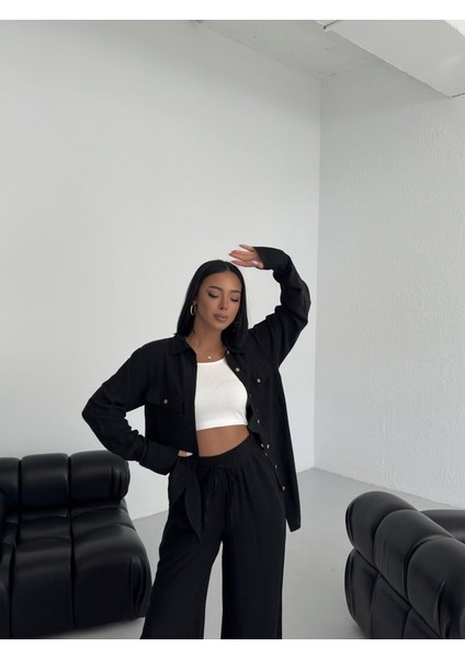 Üçaymoda Düğmeli̇ Cepli̇ Keten Iki̇li̇ Takim fırsatları