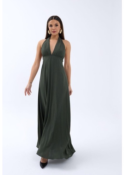 Üçaymoda 6996 Elbise-Haki