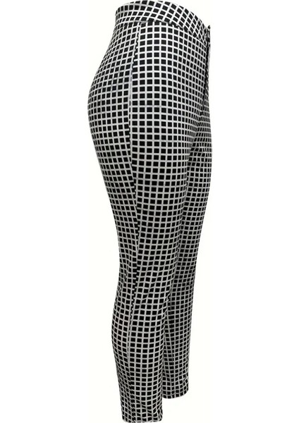 Üçaymoda Kadın Yüksek Bel Desenli Dalgıç Pantolon