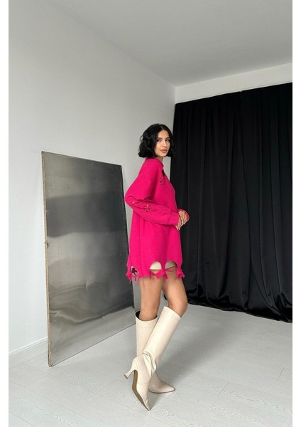 Üçaymoda Fuşya Lazer Kesim Bluz indirimleri