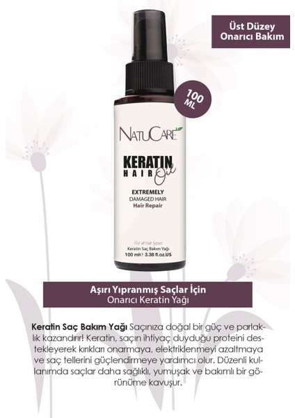 Natucare Aşırı Yıpranmış Saçlar İçin Keratin Bakım Yağı 100 ml