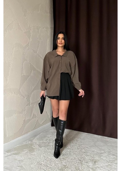 Üçaymoda Haki Salaş Gömlek