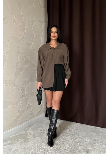 Üçaymoda Haki Salaş Gömlek
