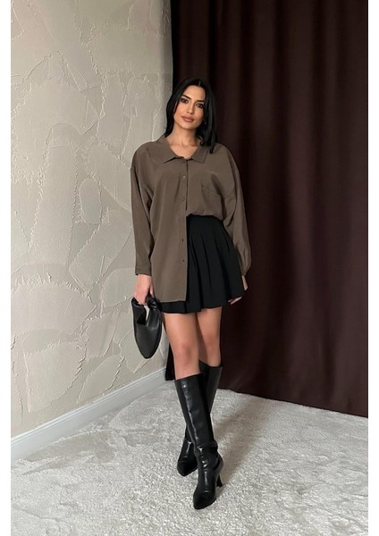Üçaymoda Haki Salaş Gömlek