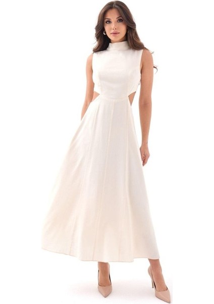 Üçaymoda 7094 Elbise-Bej