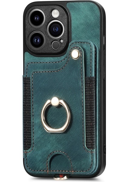 iPhone 14 Pro Cep Telefonu Kılıfları Için Vintage Kart Yuvaları Kickstand Rfıd Engelleme Kabuk-Yeşil (Yurt Dışından) fırsatları