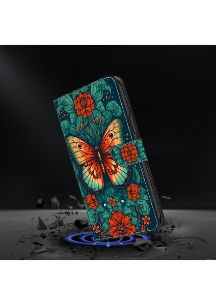 iPhone 13 Pro Kılıf Standı Pu Deri Desen Baskı Telefon Kılıfı- (Yurt Dışından)