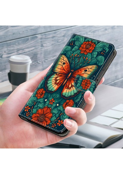 iPhone 13 Pro Kılıf Standı Pu Deri Desen Baskı Telefon Kılıfı- (Yurt Dışından)